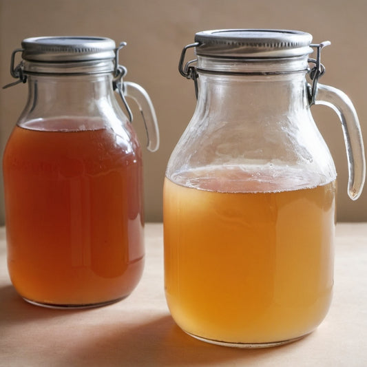 Fermented tea drink in jars